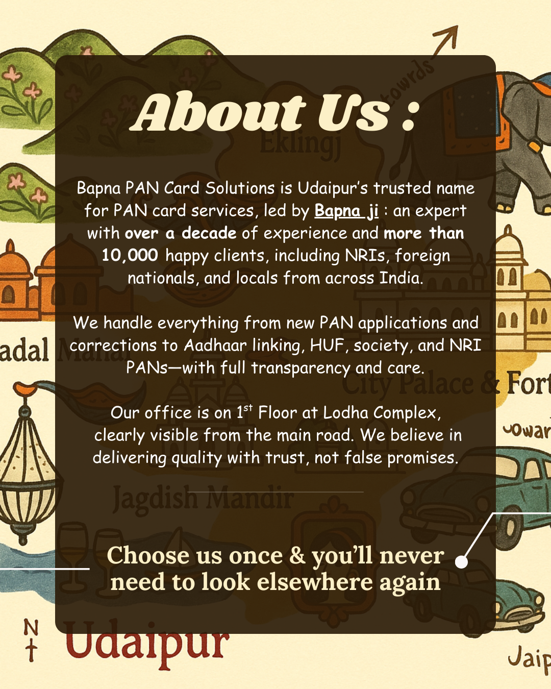 Experienced team at Bapna PAN Card Solutions in Udaipur