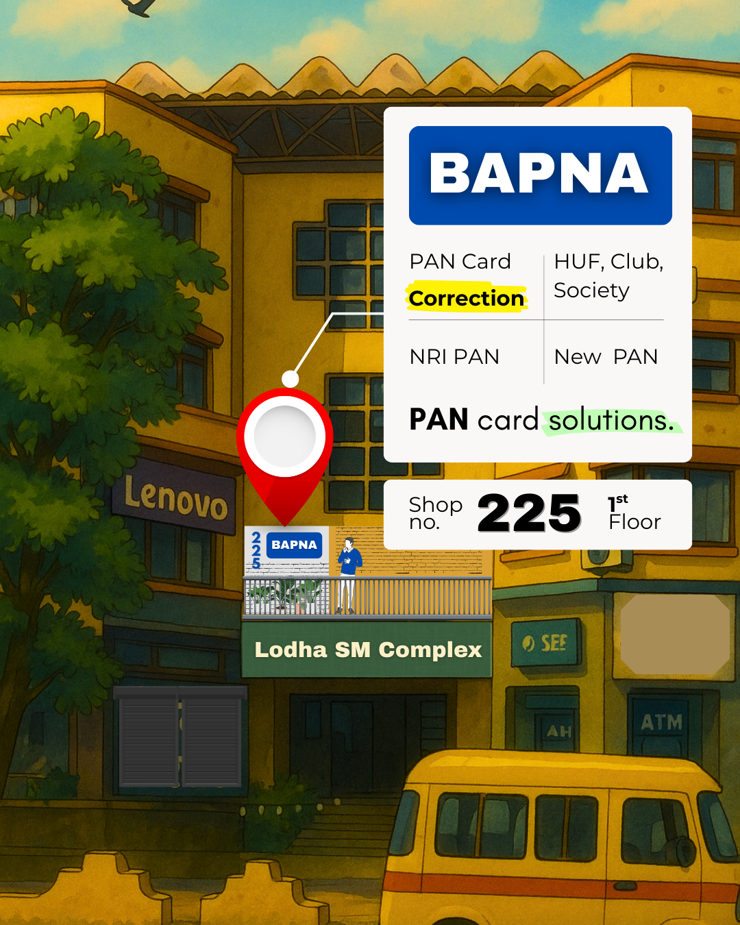 Hassle-free PAN card application services in Udaipur by Bapna PAN Card Solutions, Lodha Complex, Shop no. 225 B, Udaipur