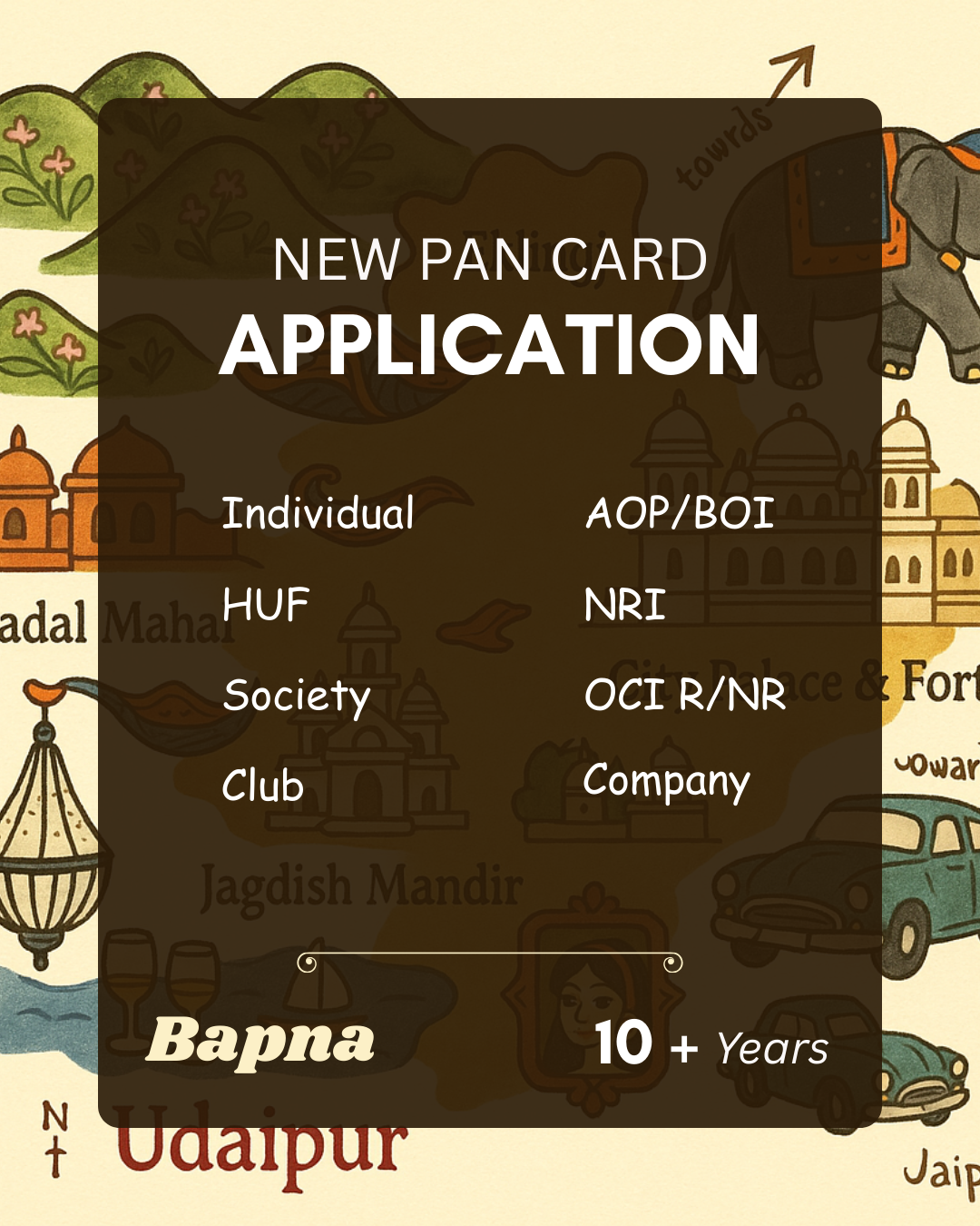 Apply for new PAN card at Bapna PAN Card Solutions office in Udaipur, trusted by locals